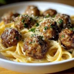 Garlic Butter Meatballs : Creamy Linguine Delight