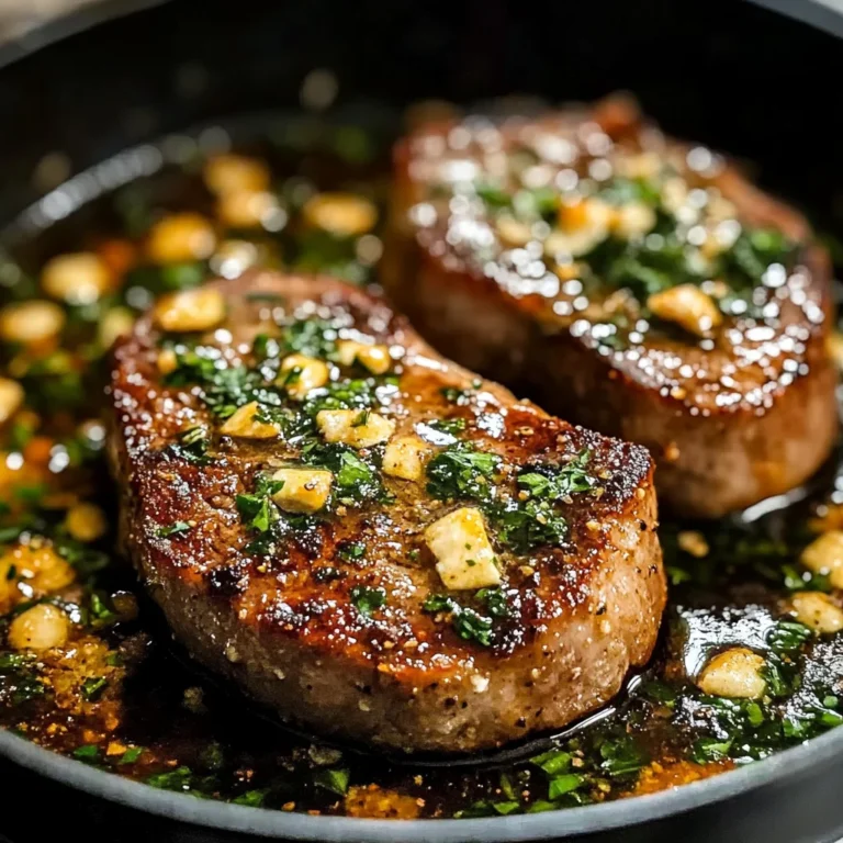 Garlic Butter Pan Seared beef Chops