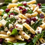 Spinach Pasta Salad with Feta and Cranberries