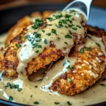 Crispy Parmesan Chicken with a Rich Garlic Sauce - Easy Dinner Idea