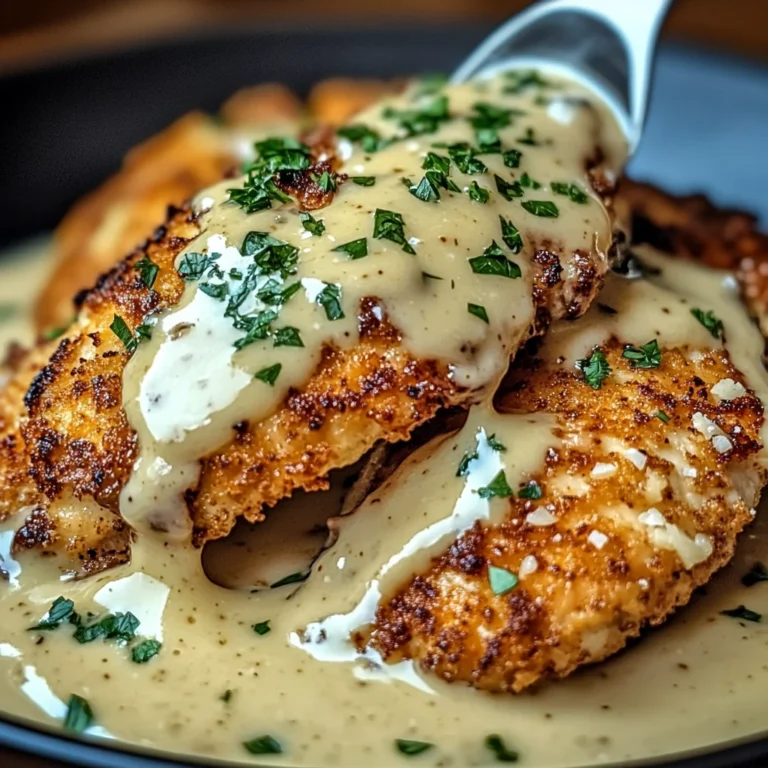 Crispy Parmesan Chicken with a Rich Garlic Sauce - Easy Dinner Idea