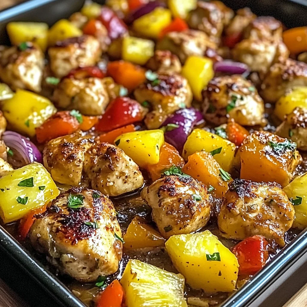 Hawaiian Chicken Sheet Pan Dinner