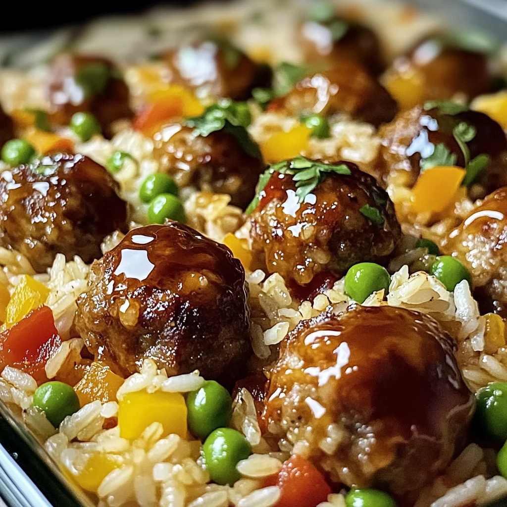 Honey Garlic Meatball & Rice Bake