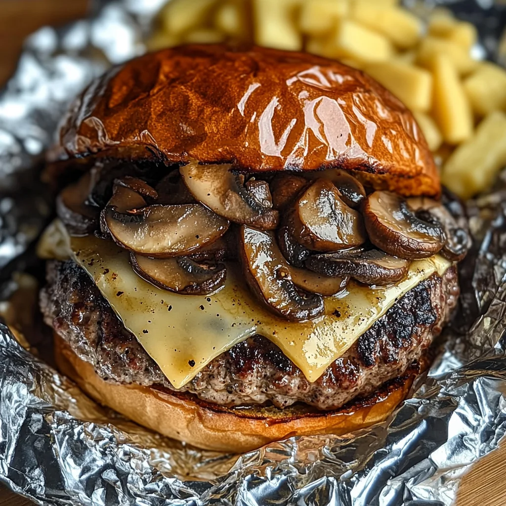 Mushroom and Swiss Burger Foil Packets