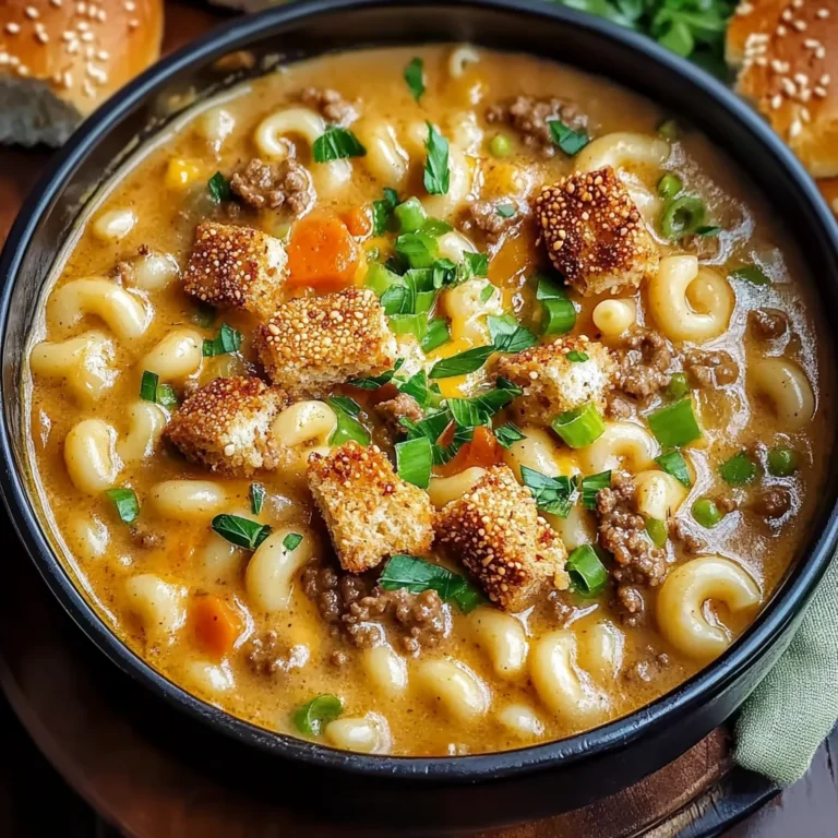 One Pot Macaroni Cheeseburger Soup