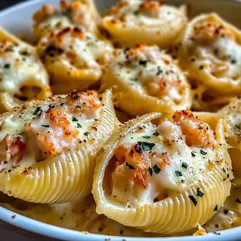 Seafood Stuffed Jumbo Shells with Creamy Cheese Sauce
