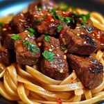 Sweet and Spicy Garlic Steak Pasta