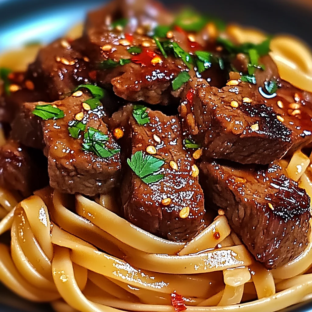 Sweet and Spicy Garlic Steak Pasta