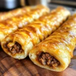Cheesy Taco Stuffed Breadsticks with Taco Filling