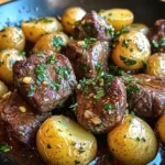 Garlic Butter Beef Bites with Potatoes
