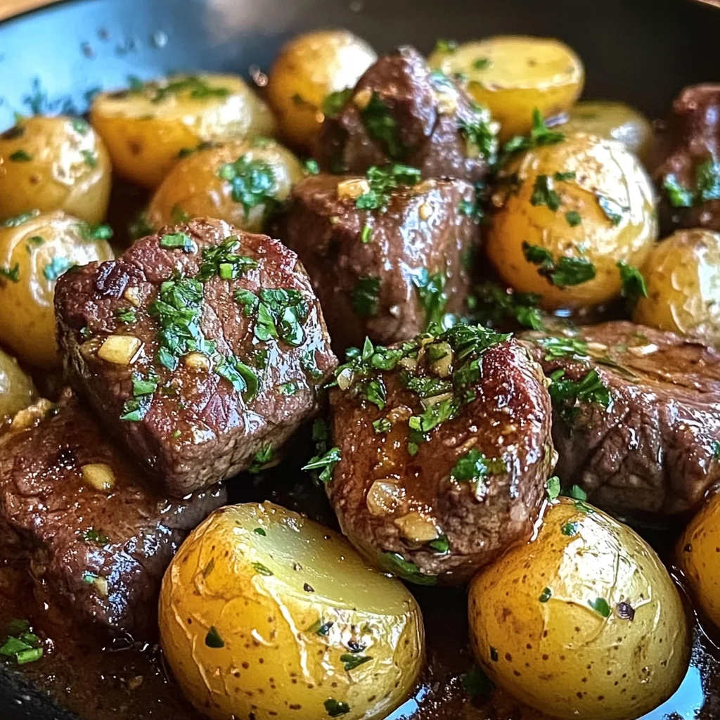 Garlic Butter Beef Bites with Potatoes