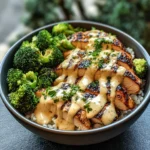 Grilled Chicken & Broccoli Bowls with Creamy Garlic Sauce