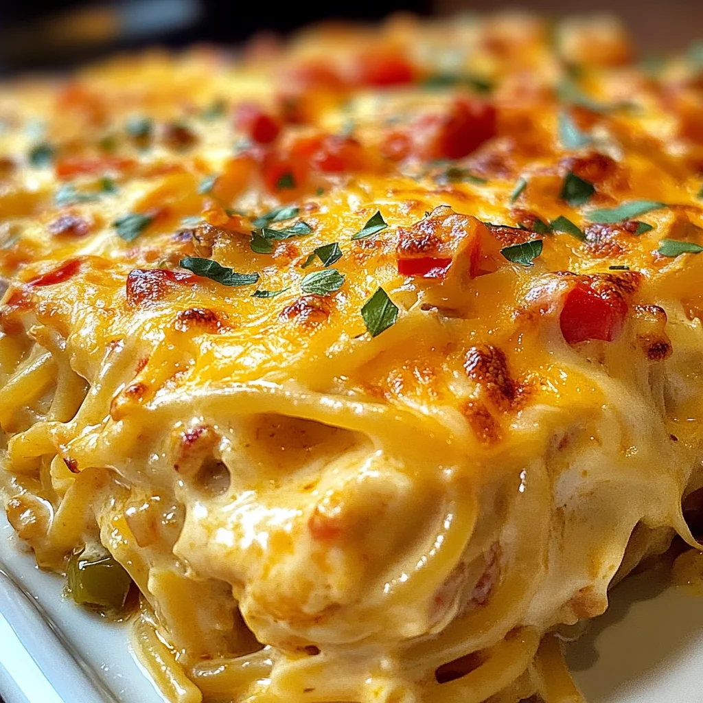 Spicy Southern Cheesy Chicken Spaghetti Casserole