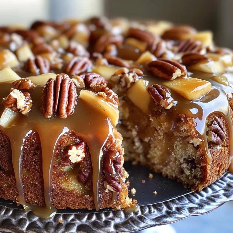 Apple Pecan Cake With Caramel Glaze