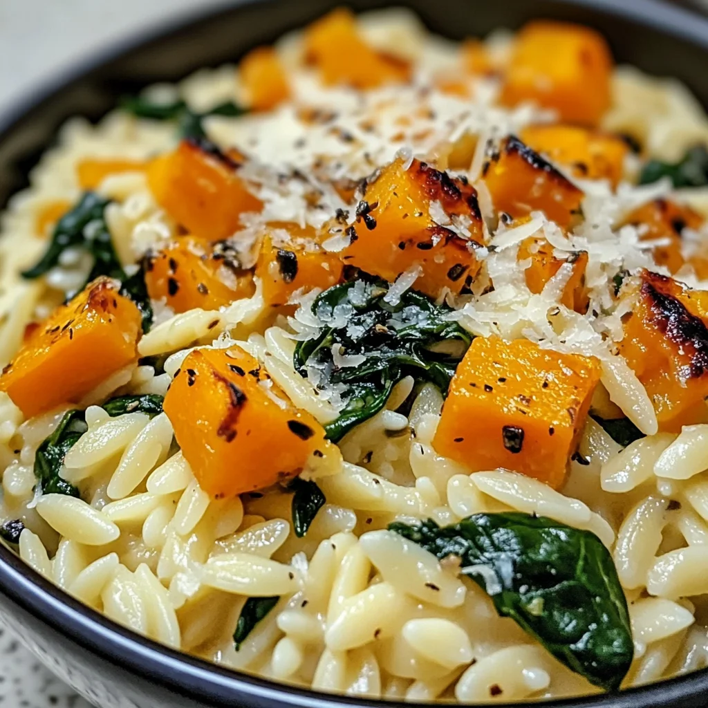 Creamy Orzo with Roasted Butternut Squash and Spinach