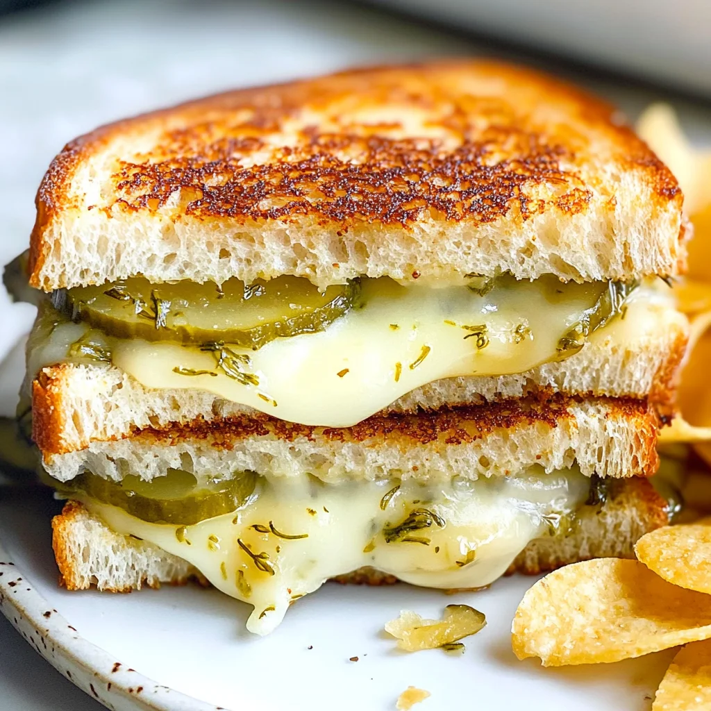 Crispy Dill Pickle Grilled Cheese Sandwich - theamazingfood