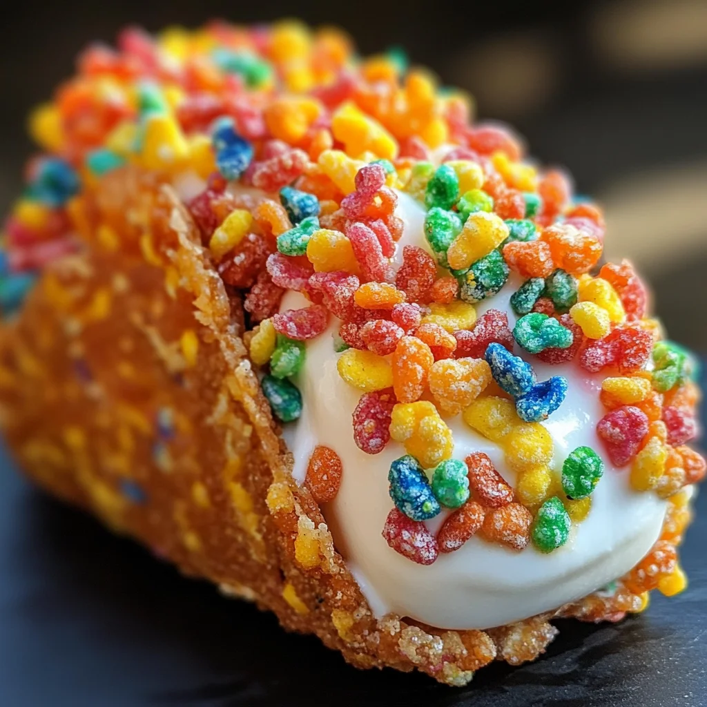 Fruity Pebbles Cheesecake Tacos