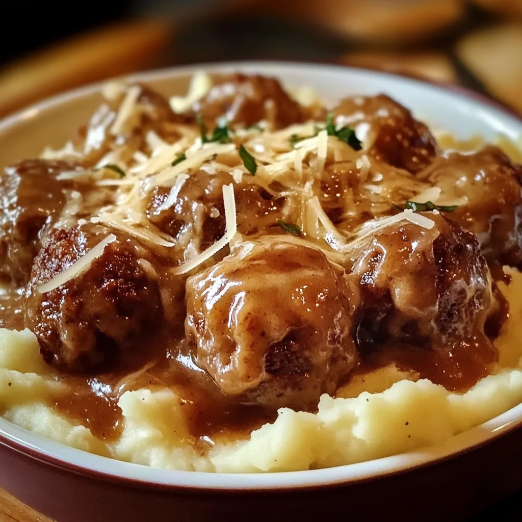 Meatball & Mashed Potato Bake