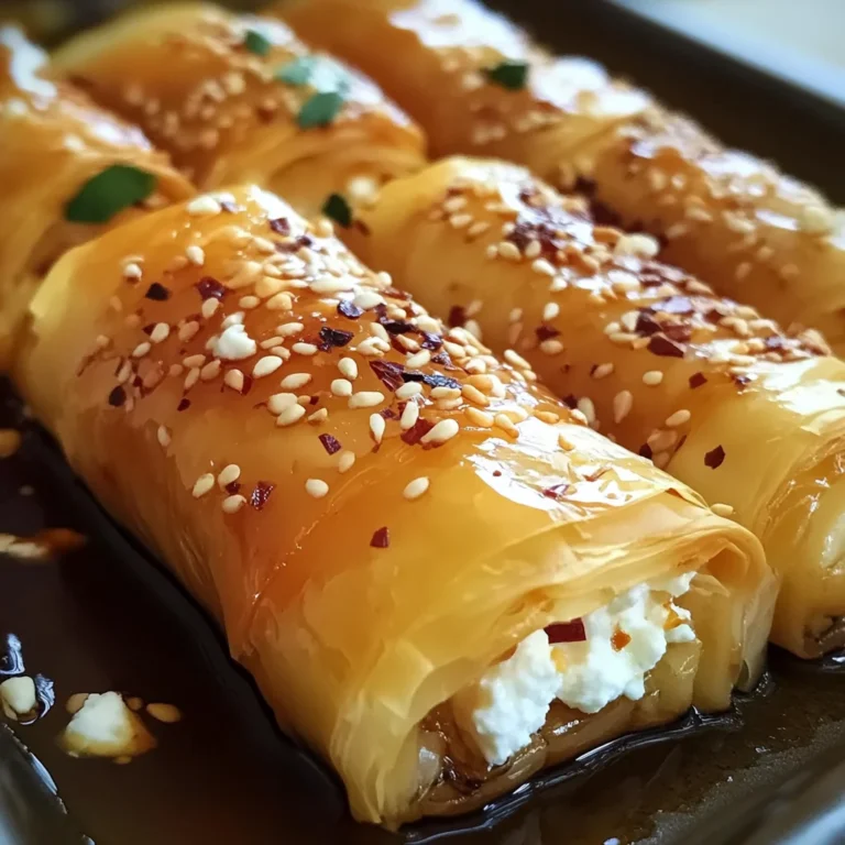 Oven Fried Feta Rolls with Chili Honey