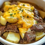 Slow Cooker Steak and Cheddar Potato Casserole