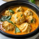 Soup Dumplings in Thai Red Curry Sauce