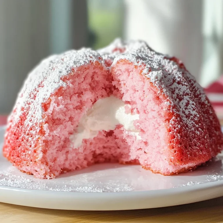 Strawberry Bundt Cake with Marshmallow Cream Filling