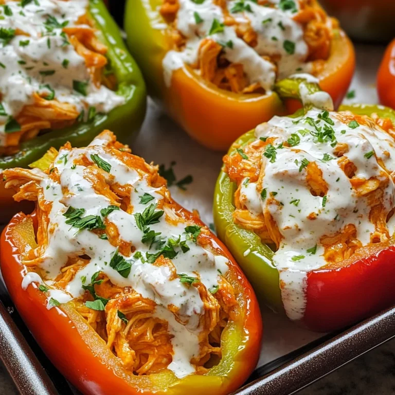 Buffalo Chicken Stuffed Peppers - Dairy Free & Low Carb