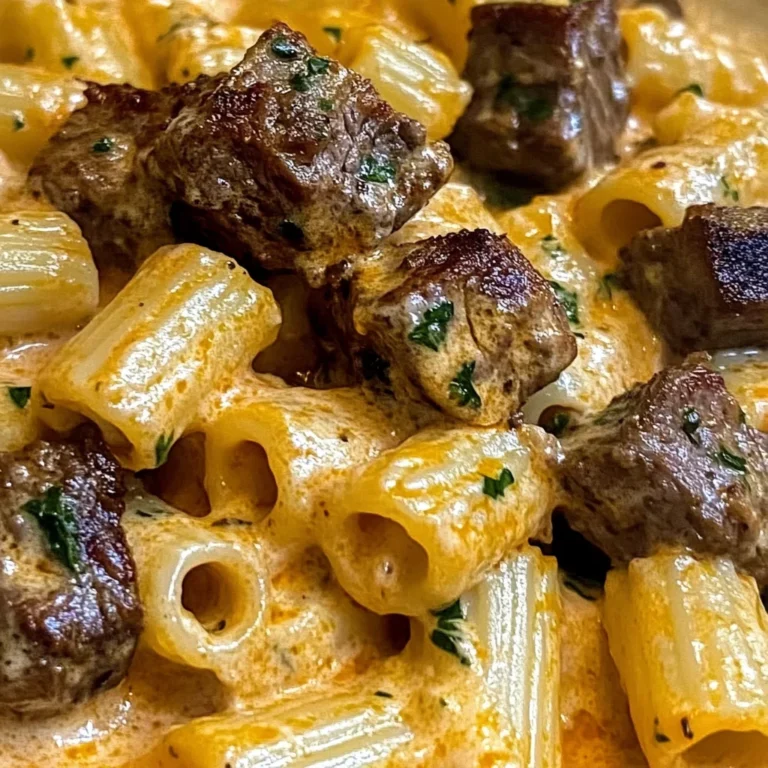 Cajun Steak Tips in Cheesy Rigatoni Parmesan Sauce
