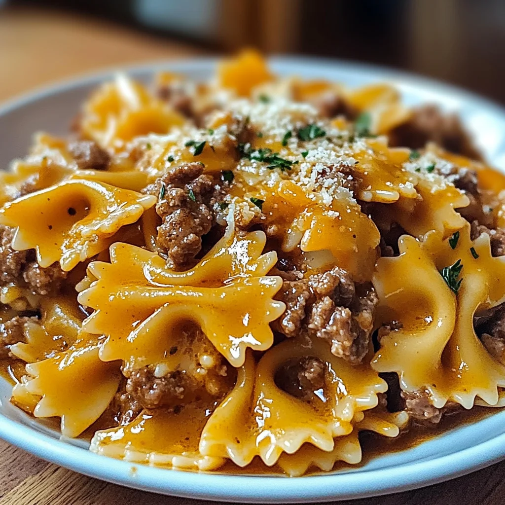 Cheesy Beef Bowtie Pasta with Garlic Butter Delights You!