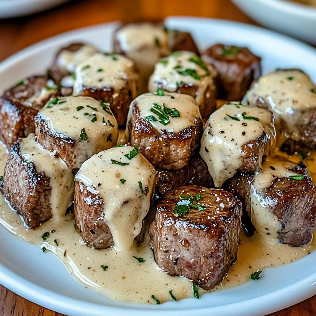 Garlic Butter Steak Bites with a Rich Parmesan Cream Sauce