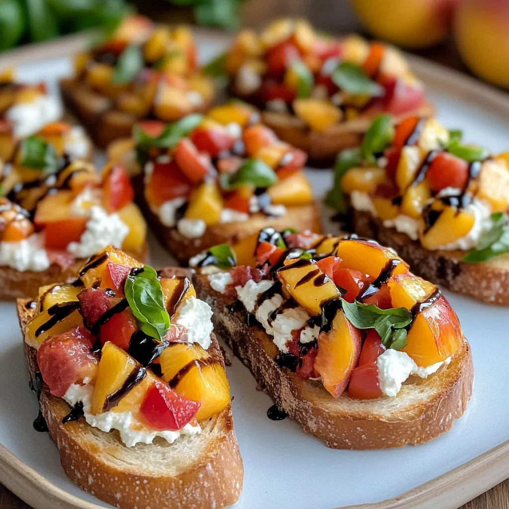Quick Peach Bruschetta with Whipped Ricotta