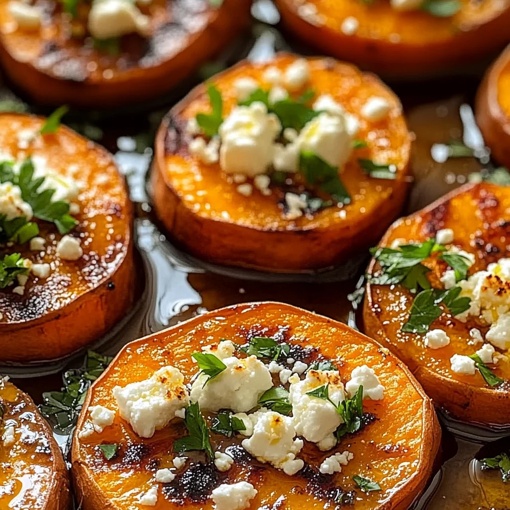 Roasted Sweet Potato Rounds with Honey & Feta