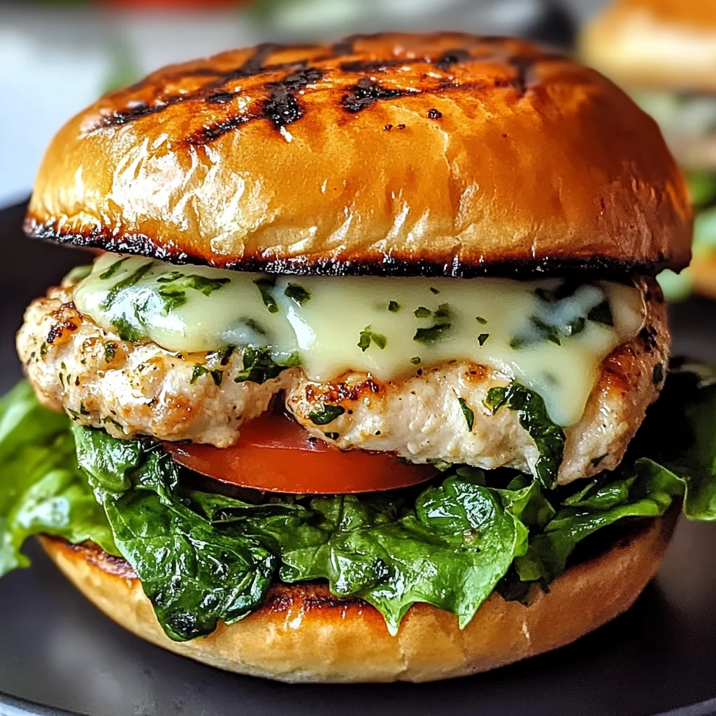 White Cheddar Spinach Chicken Burgers