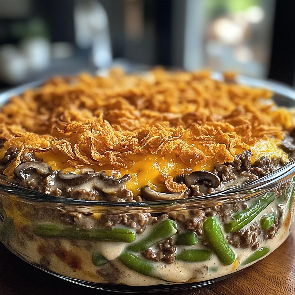 chicken hamburger Green Bean Casserole with Mushrooms made easy!